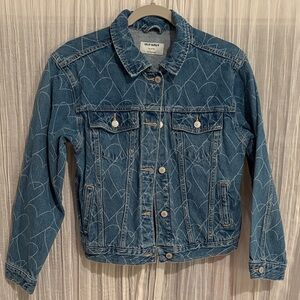 Old Navy Blue Heart-Patterned Denim Jacket